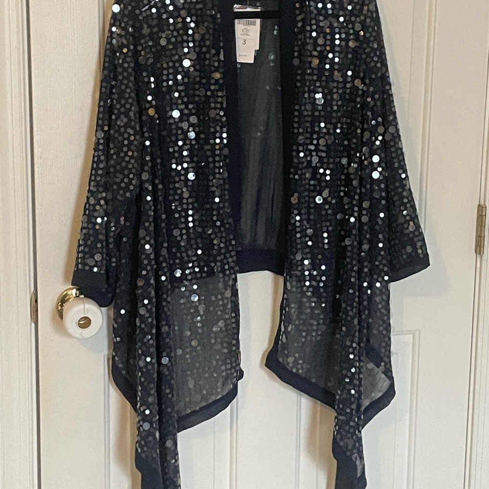 Chico's Black Sequin Poncho XL New with Tags